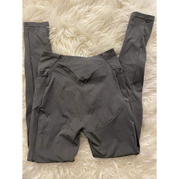 Gymshark Asymmetrical Gray Black Leggings S Small Booty Contour Colorblock Pants - Picture 7 of 7